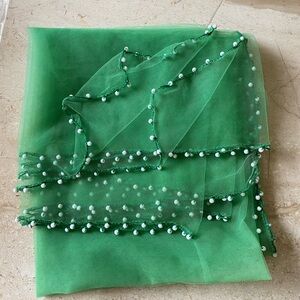 Green Beaded Edge Scarf shawl dupatta sari